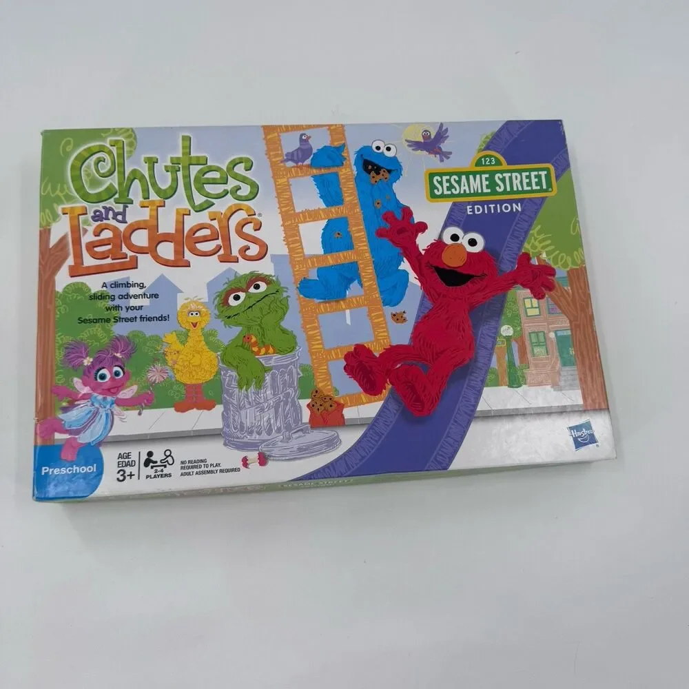 Sesame Street Chutes And Ladders Board Game Milton Bradley Preschool Complete
